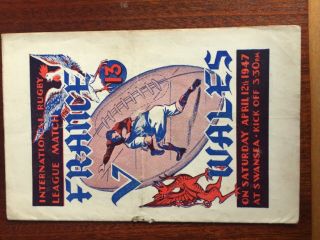 Rare France V Wales Rugby League Programme 1947