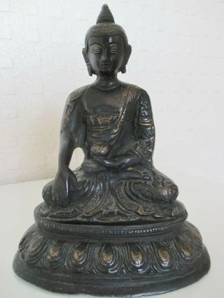 Fine Oriental Indian Hindu Middle Eastern Dark Bronze Figure Of Buddha - Deity