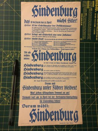 Rare Ww2 Hindenburg Propaganda Poster/flyer