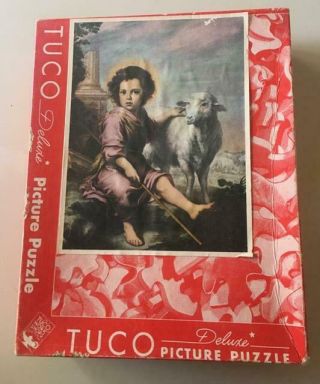 The Divine Shepherd Antique Tuco Picture Puzzle - Religion Complete - Rare