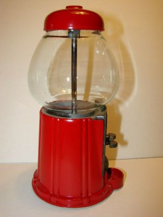 VINTAGE CAROUSEL ANTIQUED PETITE RED GUMBALL MACHINE BANK WITH TAGS 3