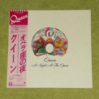 Queen A Night At The Opera [1975] - Rare 1982 Japan Reissue Vinyl Lp,  Pink Obi