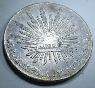 Contemporary Circulating Mexico 1895 Am Silver 8 Reales Antique Coin