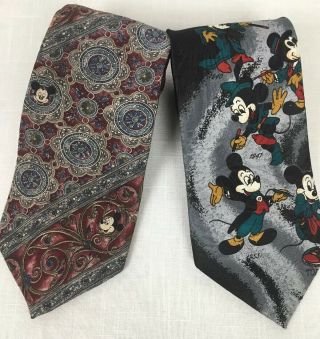 Vintage Mickey Inc Silk Neck Tie Paisley Rare & Mickey Unlimited Sorcerer Poly