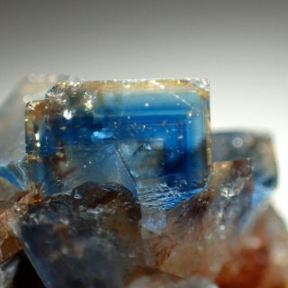 Fluorite Blue Zoned Crystals On Quartz From Rare Locality Czech Republic
