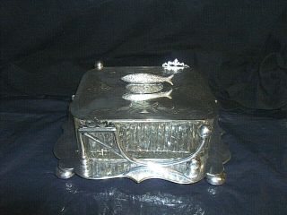 Vintage Antique Rare W.  M.  Briggs & Co Silver Plated/cut Glass Sardine Box