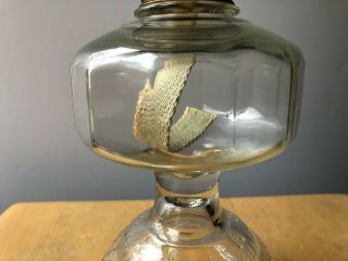 Vintage Antique Kerosene Oil Lamp Clear Glass Flange KAADAN Burner Chimney  3