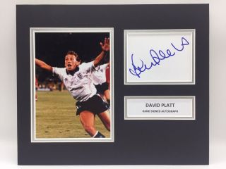 Rare David Platt England Signed Photo Display,  Autograph World Cup 1990