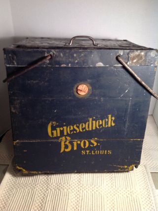 Vintage Antique Beer Cooler Draft Keg Beer Griesedieck Wood Cold Coil Tap Box