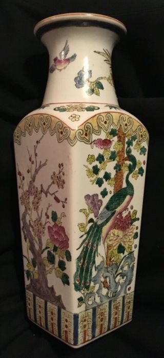Large Chinese Nyonya Straits Famille Rose Exotic Birds Flowers Porcelain Vase