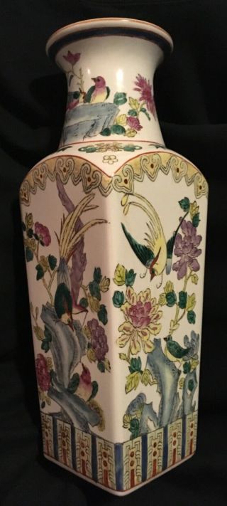 Large Chinese Nyonya Straits Famille Rose Exotic Birds Flowers Porcelain Vase 2