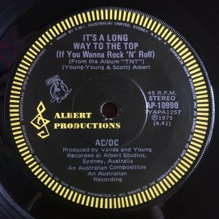 Ac/dc It’s A Long Way To The Top Rare 45 Vinyl Single Bon Scott