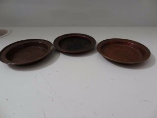 Antique Tibetan Buddhist Copper Various Offering Plates Set Of 3