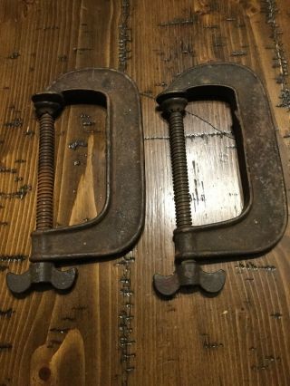 Pair (2) Antique Vintage 4 C Clamps,  E.  C.  Stearns & Co.  Syracuse N.  Y.
