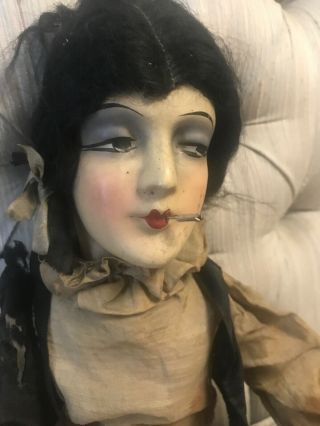 Antique Bisque Head Doll Smoking Cigarette Very Old And Rare Early 1900’s