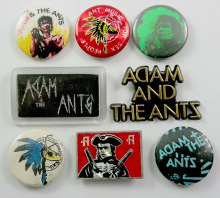 Adam And The Ants Badges 8 X Vintage Adam And The Ants Pin Badges Rare
