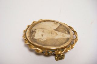 ANTIQUE VICTORIAN MOURNING PHOTO BROOCH PIN 2