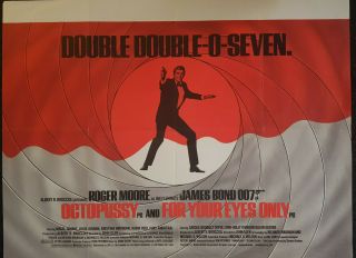 James Bond 007 Rare British Quad Octopussy & For Your Eyes Only Double Feature
