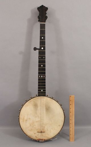 Rare Antique,  G.  S.  W.  Teel,  Springfield Mass.  Solid - Rosewood 5 - String Banjo,  Nr