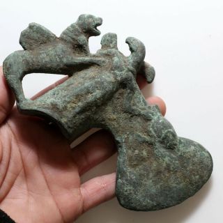 Extremely Rare Luristan Bronze War Ax - Decorated With Animals Ca 1000 - 700 Bc
