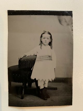 Tintype - Strange Girl - Antique Photo.  Has Look Of A Post Mortem