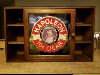 Rare Vintage Custom Built Napoleon 10 Cent Cigar Cabinet And Mirror