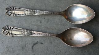 2 Vintage Watson Sterling Silver York Empire State Building Souvenir Spoons