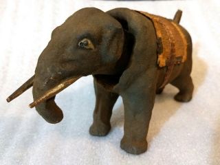 Rare Antique Germany Nodder Head & Tail Bobblehead Elephant Paper Mache Htf A,