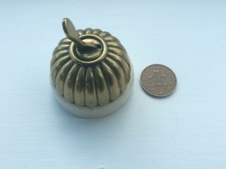 Antique Edwardian Brass And Ceramic Jelly Mould Light Swtch In Vgc