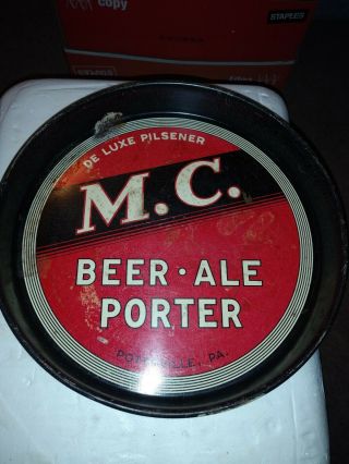 De Luxe Pilsner M.  C.  Beer Ale Porter Tray Pottsville,  Pa 