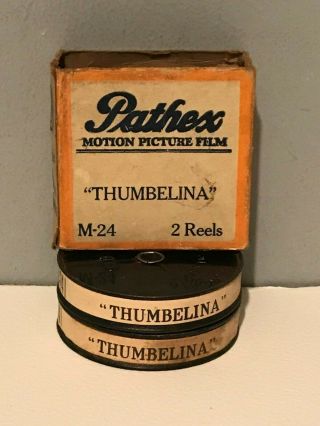 " Thumbelina " Early Animation Movie Film Pathex 9.  5mm Circa 1925 2 Reels Rare