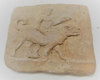 Circa 3000bce Ancient Near Eastern Clay Tablet Warrior Riding Beast Rare