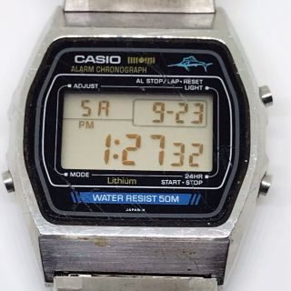 Vintage Rare Casio Marlin Watch W - 35 248 Lcd Digital Fair Con.