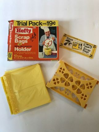 Vintage Hefty Scrap Bags And Holder Box Opened Includes 8 Bags