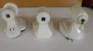 3 Vintage White Porcelain Wall Sconce Light Fixtures 1 Pull Chain 3