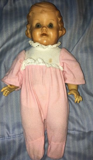 Vintage 1950s All Rubber Baby Girl Doll Rare Very Hard To Find Vhtf