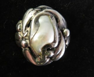 Antique Child Size Arts Crafts Blister Pearl Sterling Ring Size 2