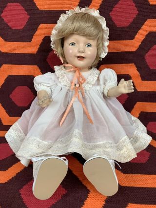 Antique Composition Cloth Baby Doll 25” Voice Box Sleep Eyes