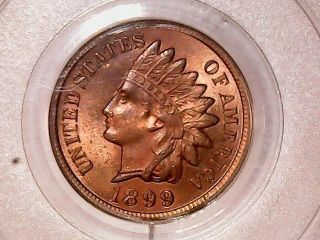 Very Rare 1899 Us Indian Head Penny Ogh Pcgs Ms64rb Red Brown 1 Cent Coin