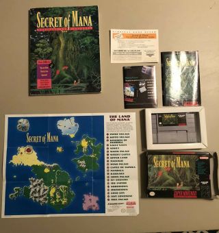 Rare Secret Of Mana (snes,  1993) - Cart & Instructions With Official Guide