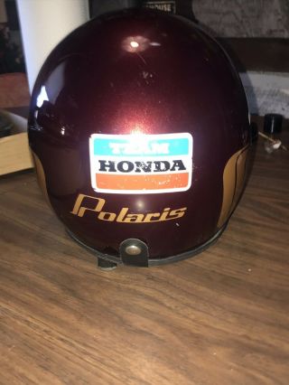 Vintage Polaris Snowmobile Helmet 60’s Honda Burgundy Gold