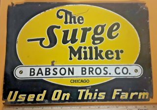Vintage Surge Babson Bros Sign (very Scarce Sign - Rare) Chicago