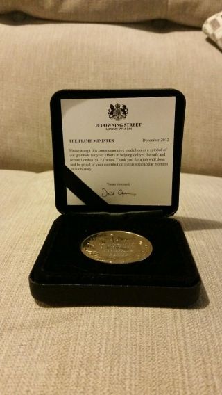 Rare 2012 Olympic Commerative Medal & Prime Minister (david Cameron) Note