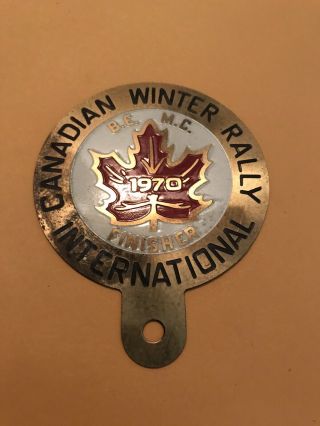 Vintage 1970 Canadian Winter Rally License Plate Topper Finisher Bemc Rare