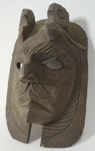 Vintage Antique Guatemalan Carved Wood Festival Dance Mask