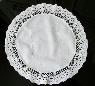 Vintage Cotton & Crochet Lace Table Centre Doily - White - 30 cm 2