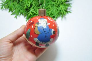 Rare Hand Painted Ball Vintage Russian Ussr Glass Christmas Ornament Decoration