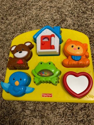 Fisher Price Laugh And Learn Puzzle 3d Shapes Cat Dog Bird Frog Baby Toy - Rare