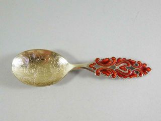 Norway / Norwegian Sterling Silver Enamel Spoon By Aksel Holmsen