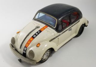 Rare 1960s Taiyo Japan Tin Volkswagen Vw Beetle Battery Op,  Patrol,  Pace Car Bug